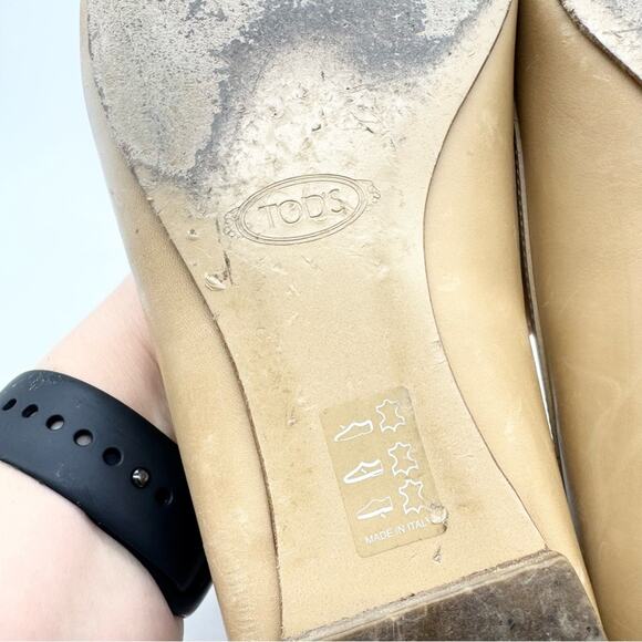 Tod's Point Toe Leather Penny Loafers Cream/Tan Size 39 Officecore Y2K Preppy - Picture 16 of 16